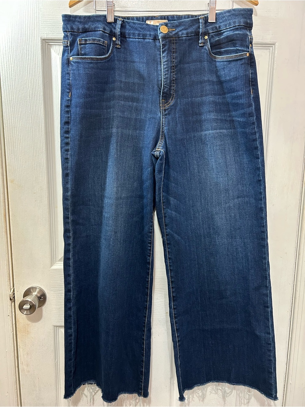 KUT from the Kloth Meg Fab Ab High Rise Wide Leg Jeans Raw Hem Size 14